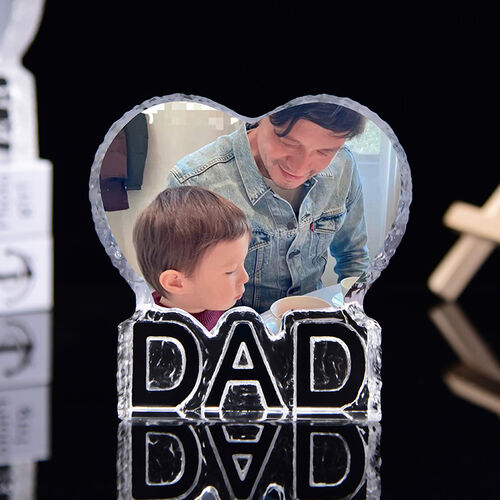 Custom Heart shape Photo Crystal Frame For Dad