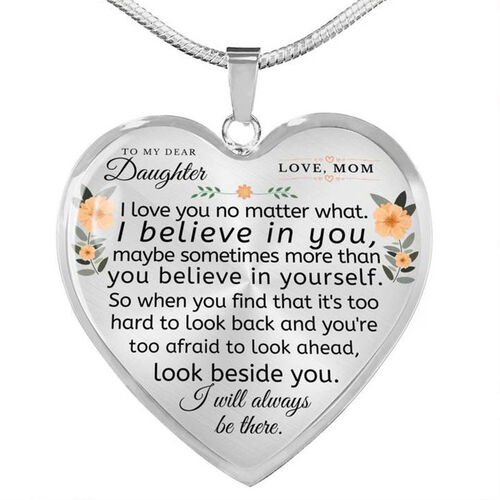 To Daughter "I Believe In You"Heart Necklace