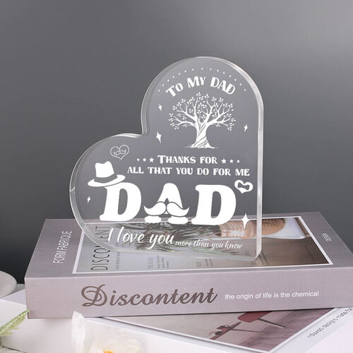 Perfect Gift for Dad "Thanks for All That You Do for Me" Heart Shaped Acrylic Plaque