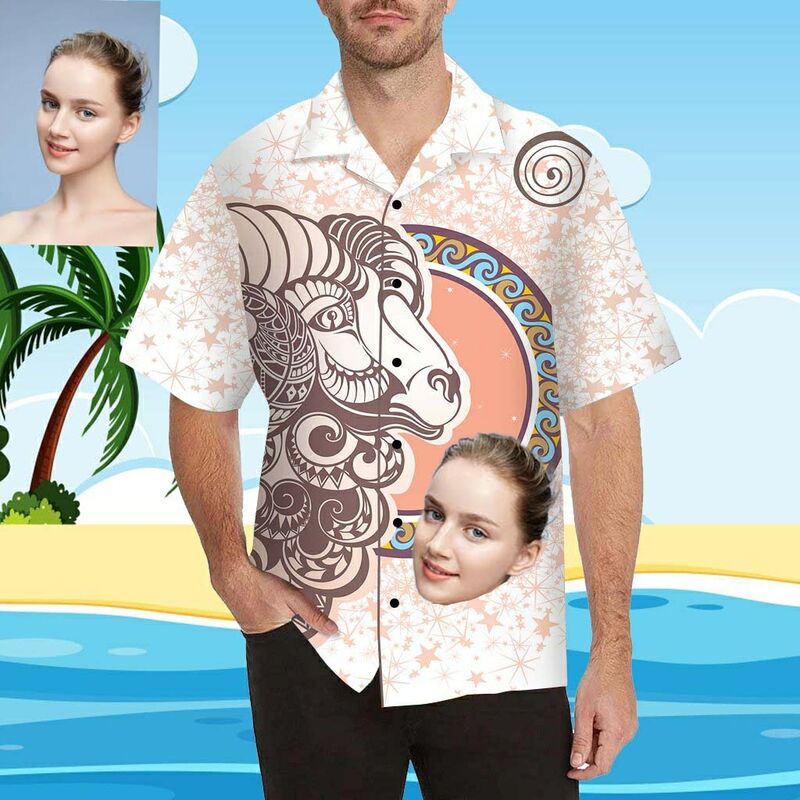 Custom Face Sheep Men's All Over Print Hawaiian Shirt