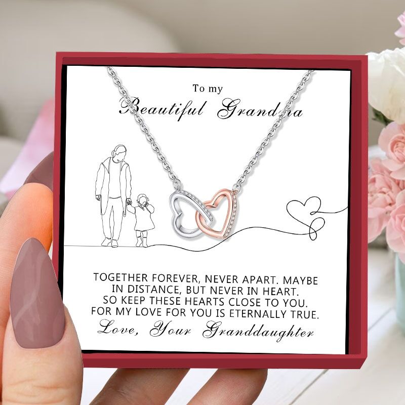 Gift for Grandma "Keep These Hearts Close To You For My Love For You Is Eternally True" Necklace