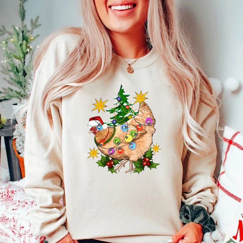 Interesting Sweatshirt with Fowl Pattern Amazing Gift for Christmas