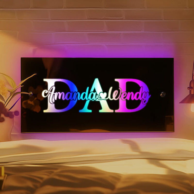 Personalized Led Dad Mirror Light Father's Day Gift