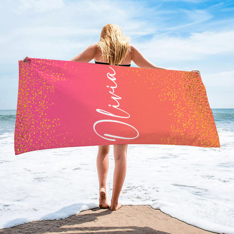 Personalized Name Bath Towel Gradient Style Gift for Bestie