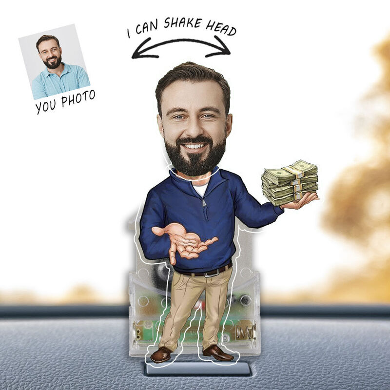 Personligt Bobblehead akrylstativ Rich People Custom Photo Rolig present till vänner