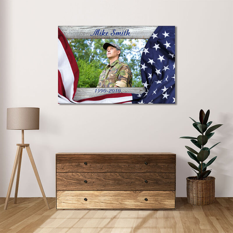 Personalized Picture Canvas Wall Art Flag Background Design Unique Gift for Friend