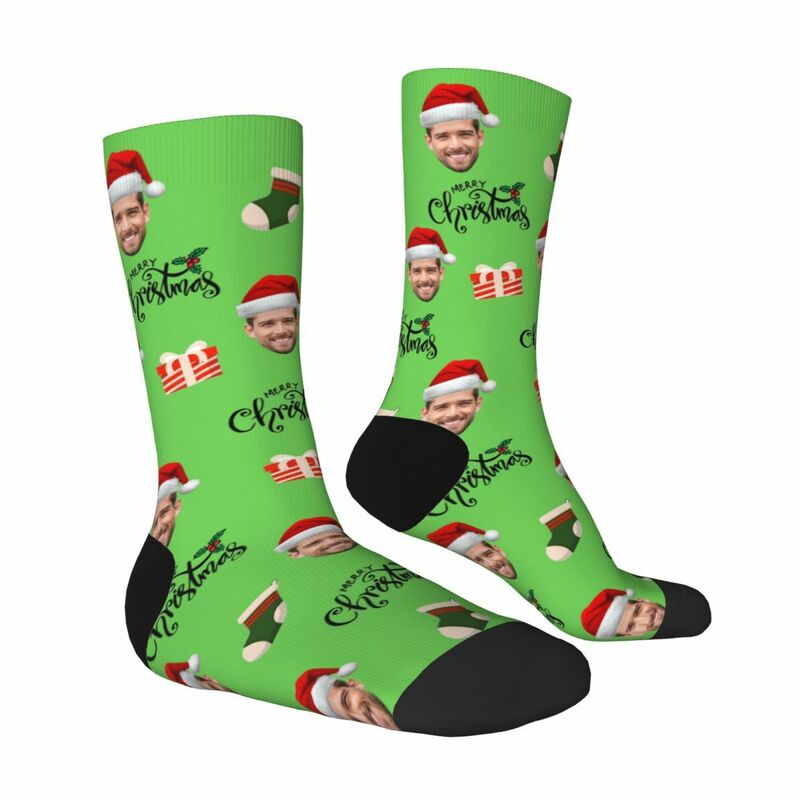 Chaussettes personnalisées « Joyeux Noël » avec photo, cadeau de Noël pour amis