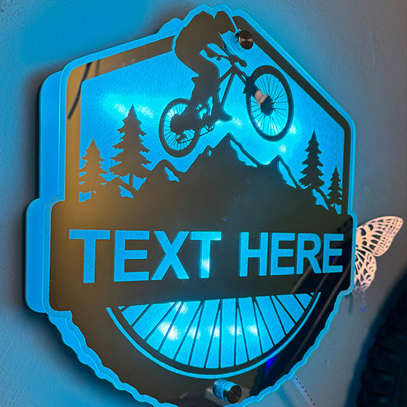 Personalized mirror light with bike pattern cool gift for bike lovers