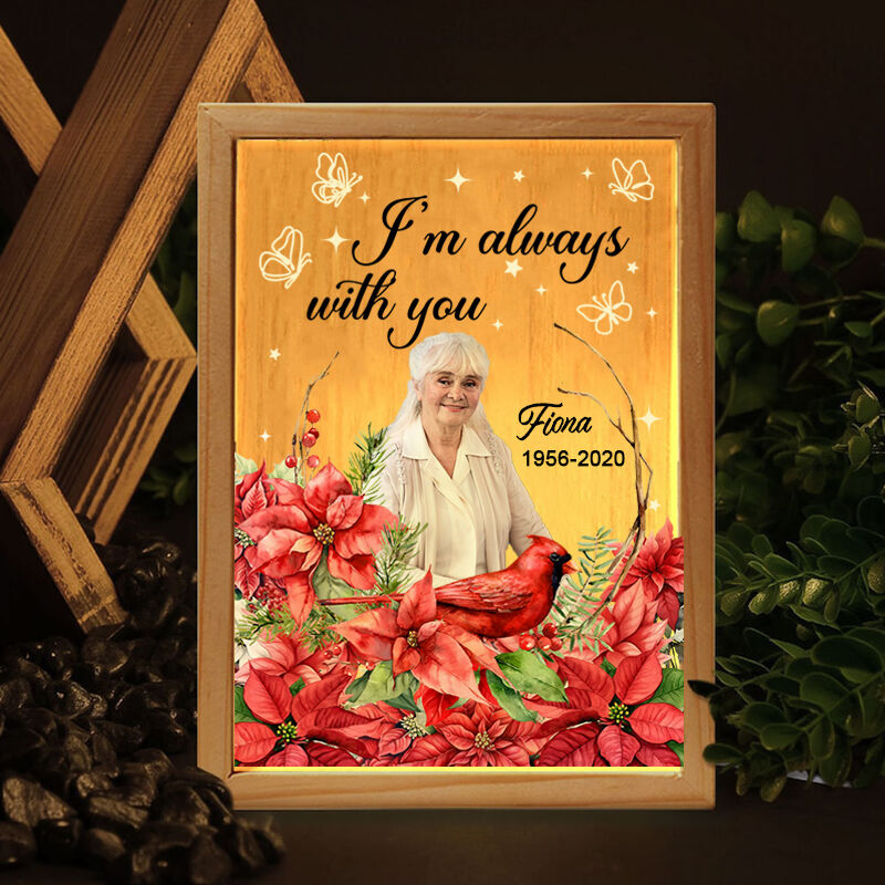 Personalized Picture Night Light with Red Flowers Pattern Best Gift for Family