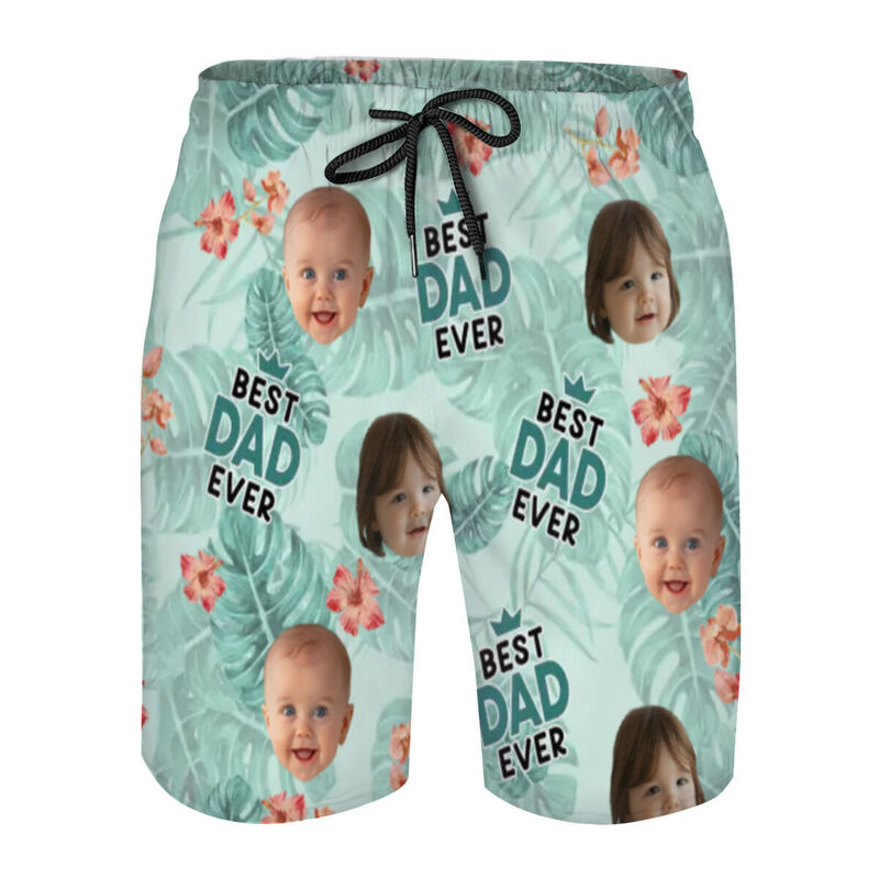 Pantaloncini da spiaggia da uomo personalizzati con foto e motivo fiori rossi Bellissimo regalo per il papà