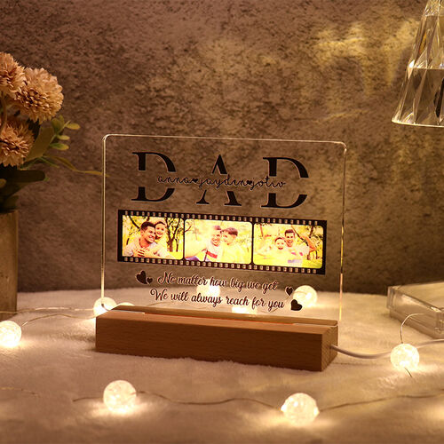 Luz nocturna personalizada de foto acrílica de amor a papá