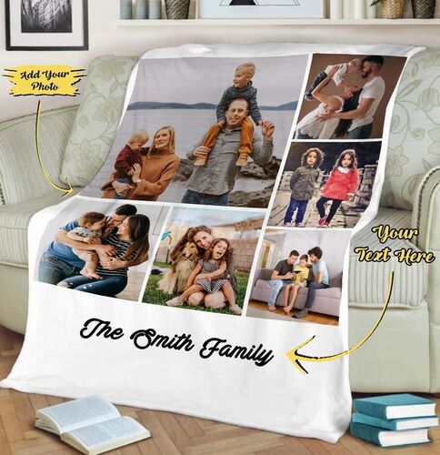 Personalized Family Photo and Name Blanket