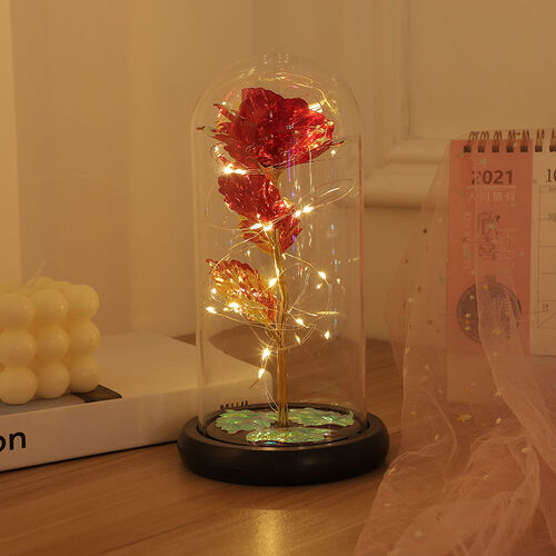 Galaxy Rose Glas Lampenschirm Konservierte Blume Valentine Nachtlicht Geschenk