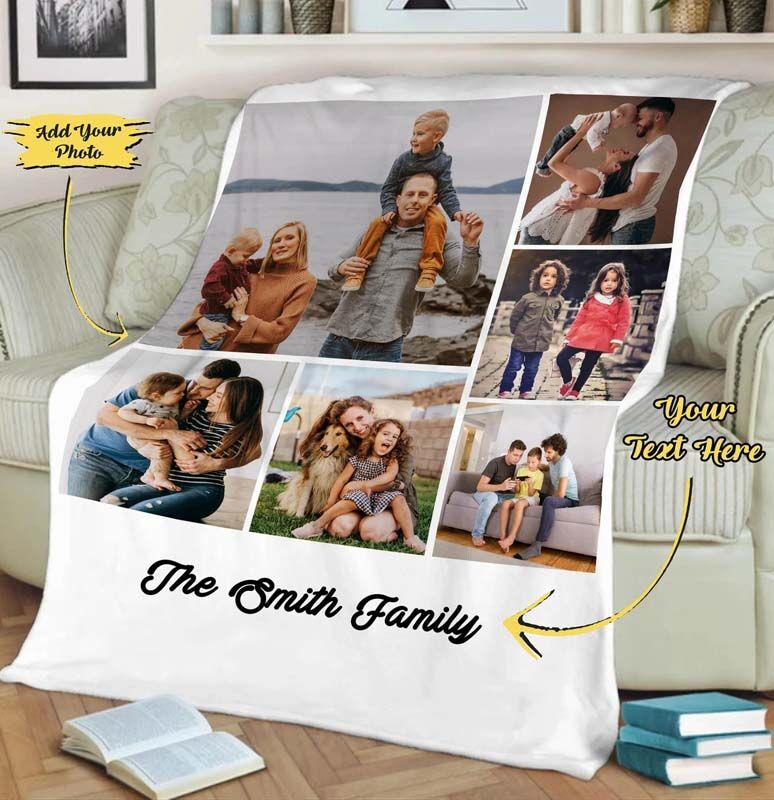 Manta de franela personalizada de 6 fotos de recuerdos preciosos para pareja