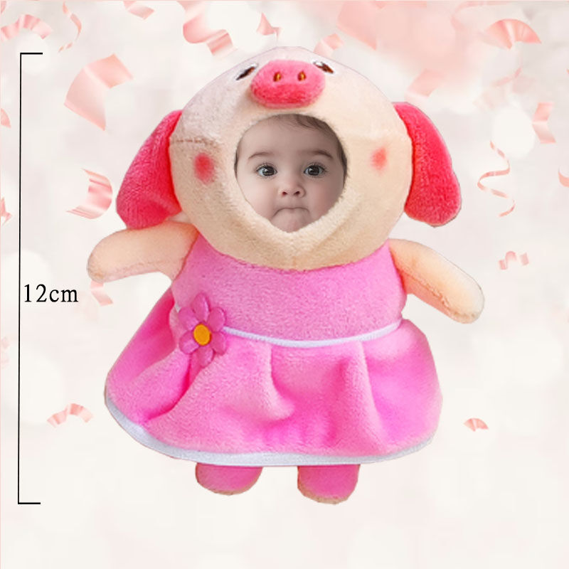 Personalized 3D Custom Face Doll Cute Pink Pig Plush Doll Keychain