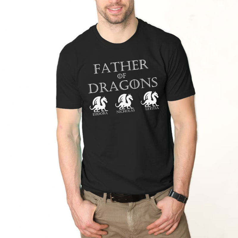 Personalized T-shirt Dragon Pattern with Custom Name Perfect Father's Day Gift