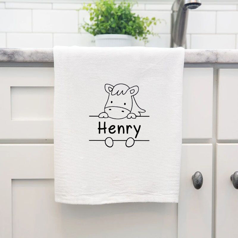 Personalized Towel with Custom Lovely Pony Name Card Design Adorable Gift for Child