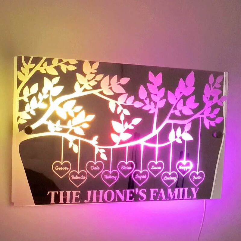 Personalized Led Family Tree Mirror Lights Cool Gifts For Loved Ones