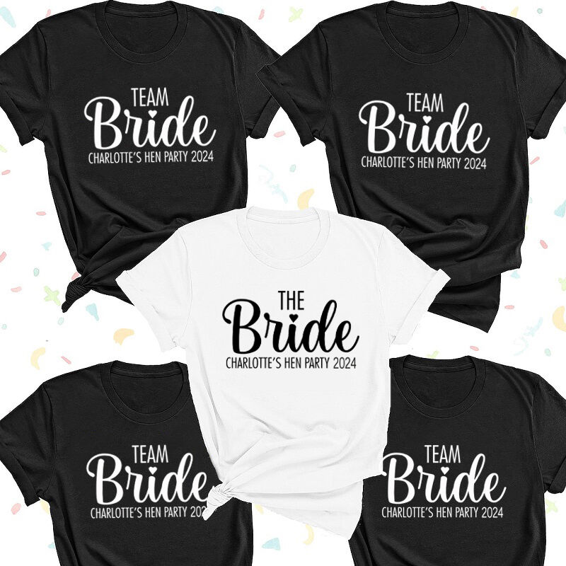 Personalized T-shirt Team Bride with Custom Name and Date Fun Gift for Bachelorette Party