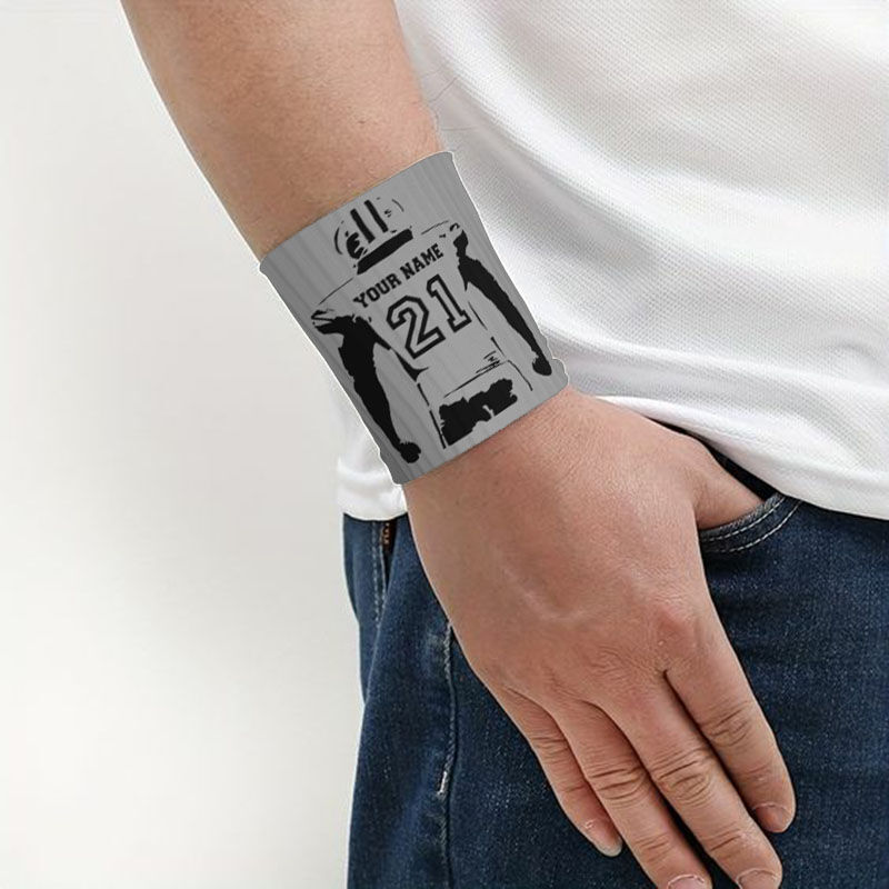 Personalized Sports Wristband Football Player Sketch Design Cool Unique Gift for Football Lover