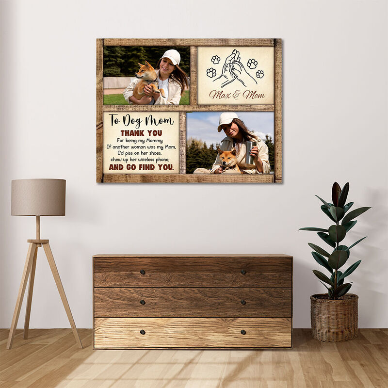 Personalized Picture Canvas Wall Art with High Five Pattern Stylish Present for Pet Lover