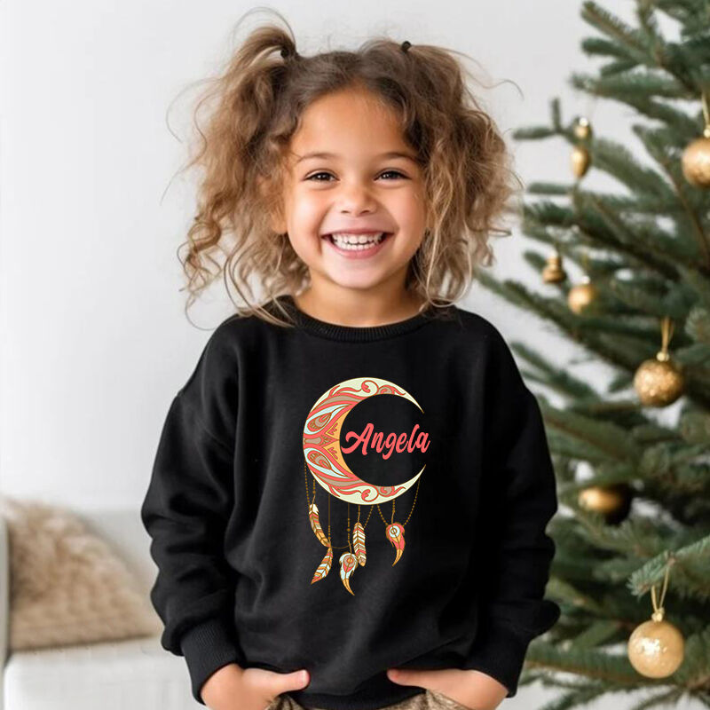 Personalized Children Sweatshirt Custom Name Band Dream Catcher Pattern Gift For Girls