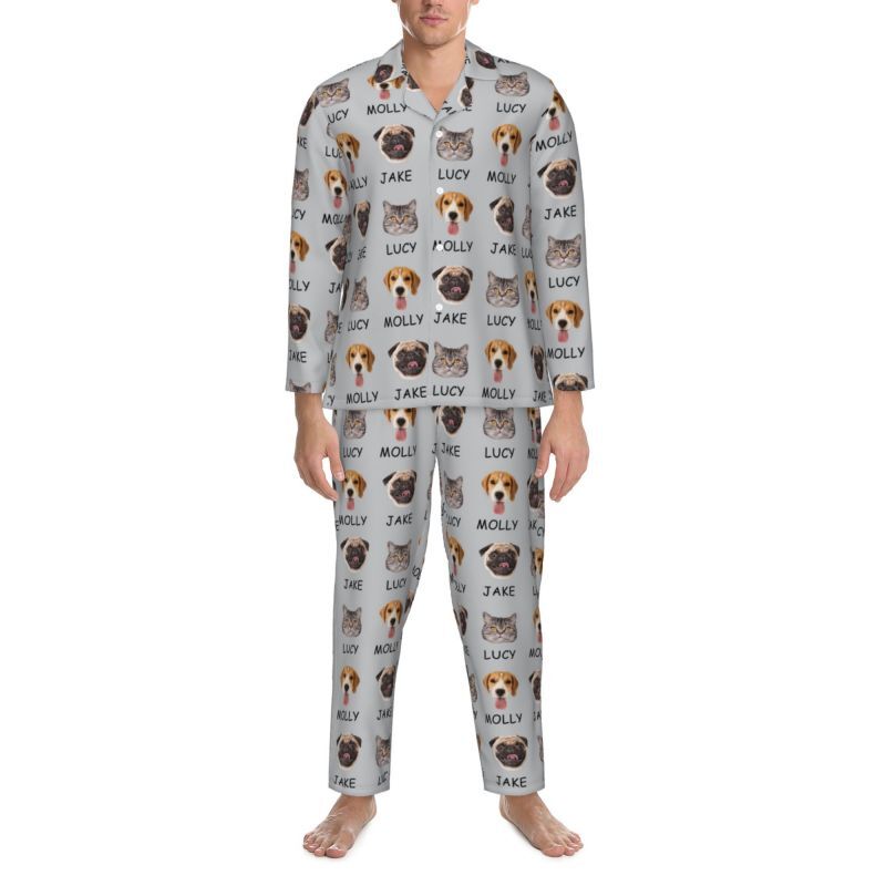 Personalized Pajamas Custom Photo and Name of Your Beloved Pet Attractive Warm Gift for Pet Lovers