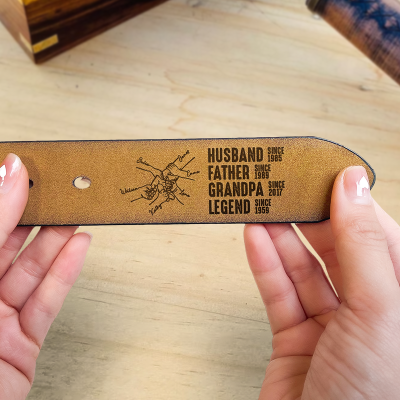 Personalized Engraved Leather Belt Husband Father Legend Men's Gifts for Dad