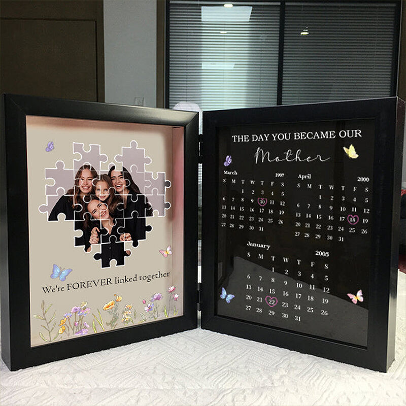 Personalized Flower Shadow Box We're Forever Linked Together Custom Dates Unique Mother's Day Gift