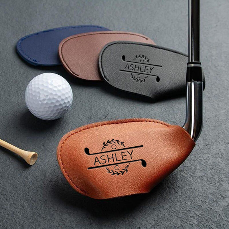 Fundas de palos de golf personalizadas con nombre personalizado, accesorios de golf de cuero para él