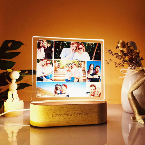 Lampe en acrylique avec photo personnalisée pour couple