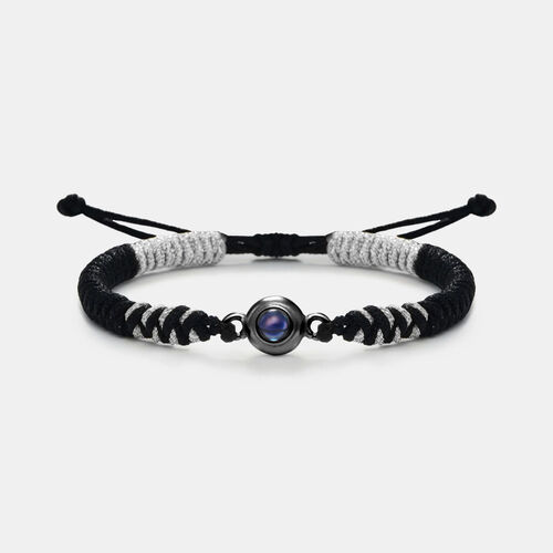 Pulsera personalizada proyección de foto de cuerda color blanco y negro para pareja