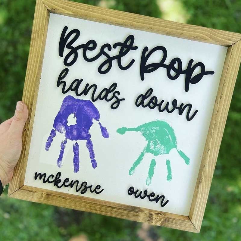Best Daddy Hands Down Kids Handprint Frame