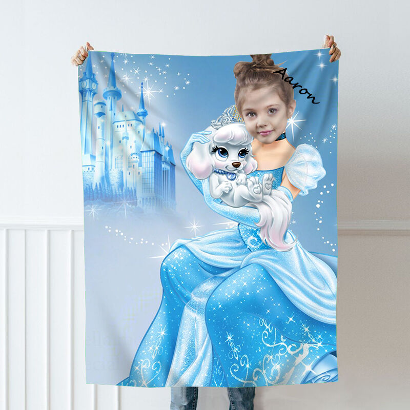 Personalized Photo Blanket With Girl In Beautiful Dress Holding Puppy Christmas Gift For Daughter