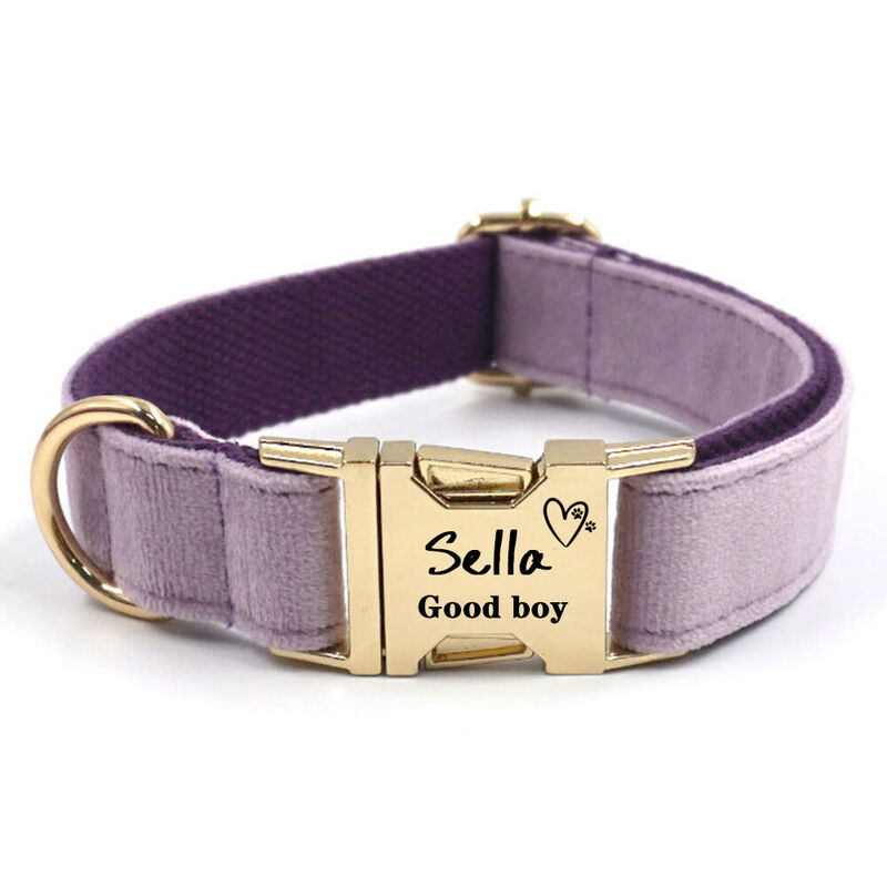 Personalized Velvet Collar with Pet Name Added as a Gift for Pet Lovers