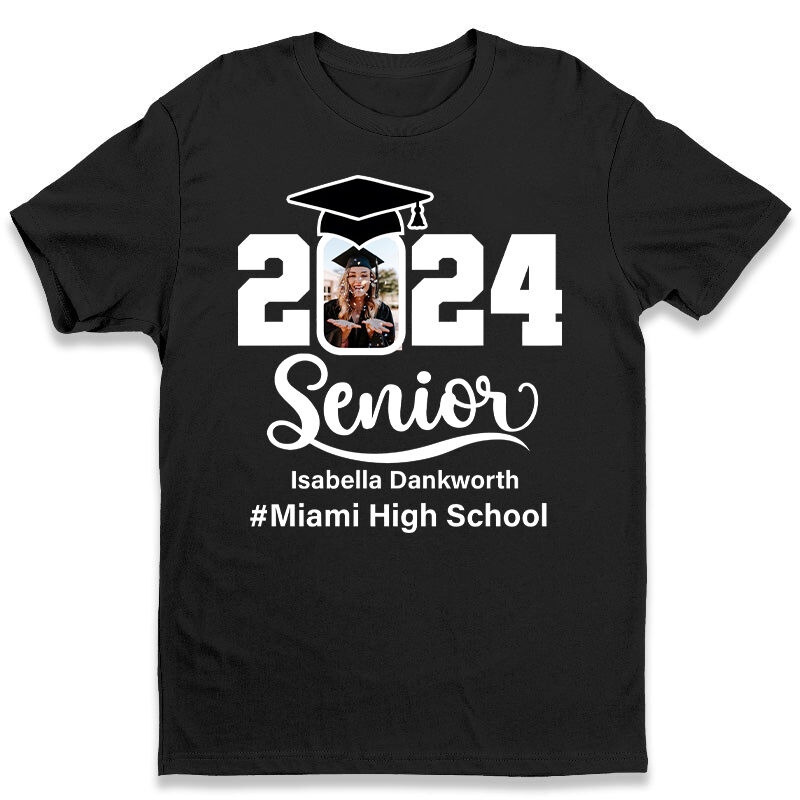 Camiseta Personalizada 2024 Graduado con Foto Personalizada y Mensaje Gran Regalo de Graduación