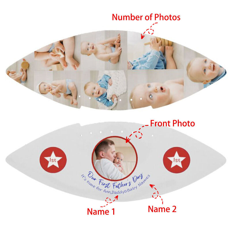 Customized Football Can Add Baby's Photos as First Father's Day Gift for New Dad