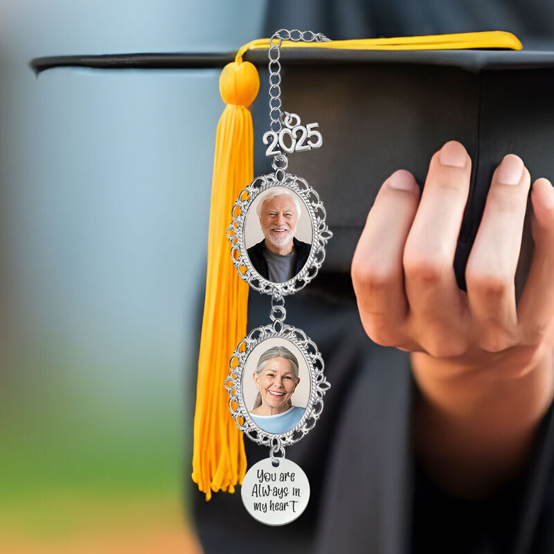 Aangepaste sjaal kwast Tekst 2025 Hanger met engelenvleugel Voeg foto toe Herdenkingscadeau voor diploma