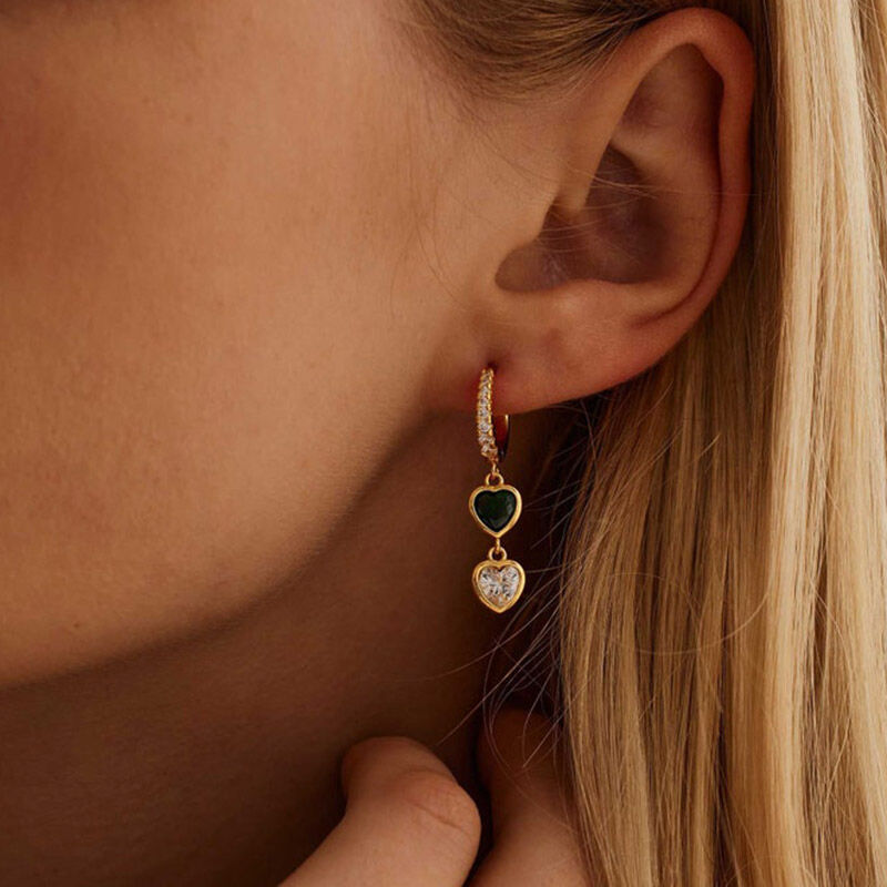 Personalized Heart Birthstone Earrings Special Gift for Grandma