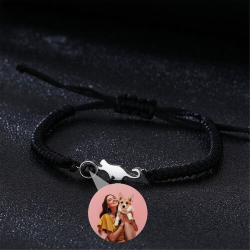 Personalized Black Rope Cute Cat Picture Projection Bracelet Sincere Gift