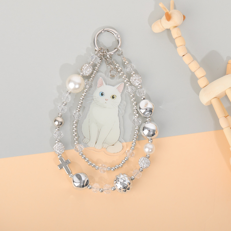 Personalized Beaded Mobile Phone Chain with Cartoon Style Photo Exquisite Gift for Girls