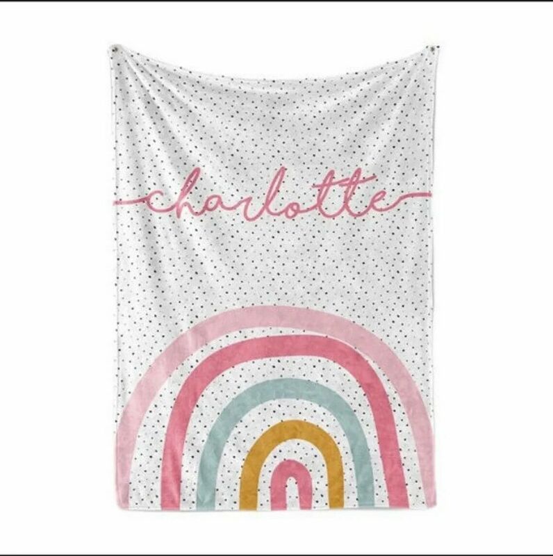 Personalized Name Blanket with Rainbow Pattern