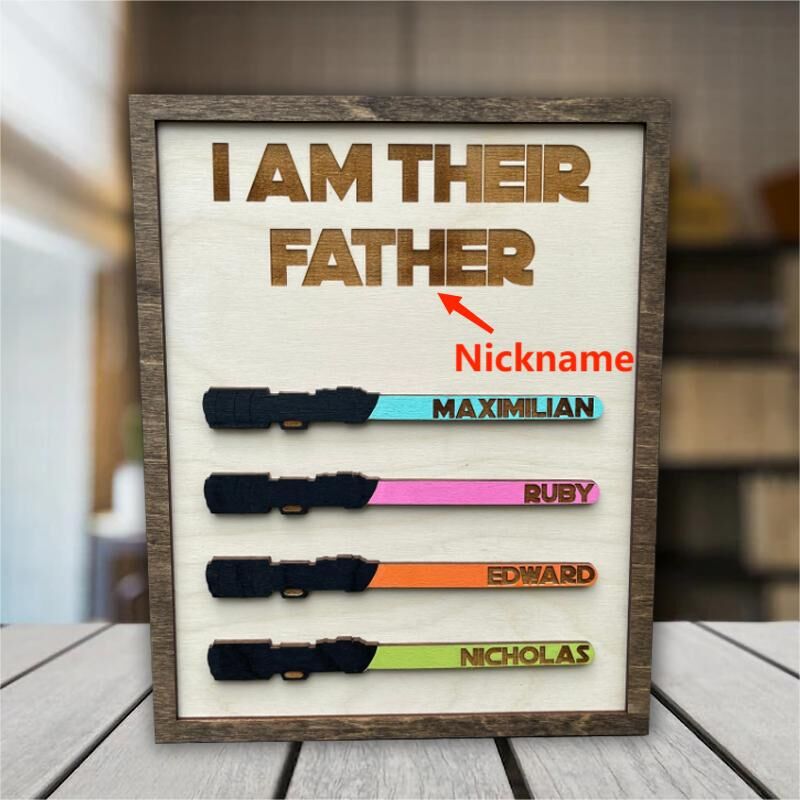 Personalized Name Puzzle Frame I Am Their Father Lightsaber for Father's Day