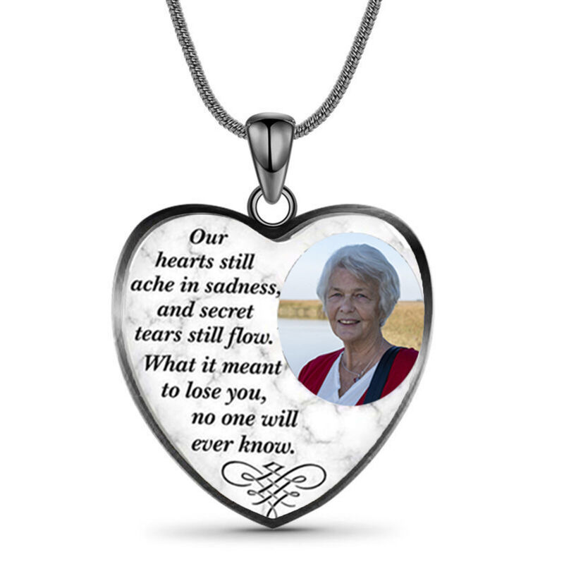 Personalized Photo Memorial Necklace Our hearts will ache in sadness