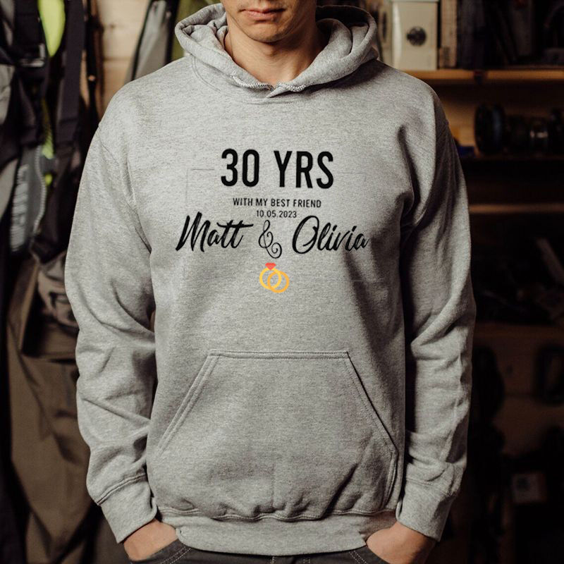 Personalized Hoodie with Custom Name and Date Unique Anniversary Design for Best Husband