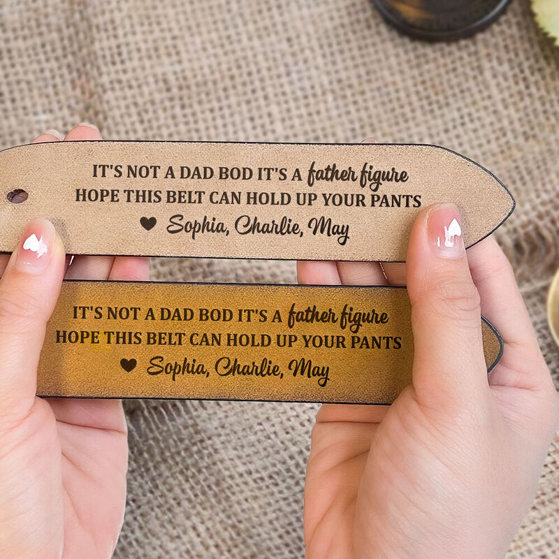 Ceinture en cuir personnalisée avec nom gravé pour papa