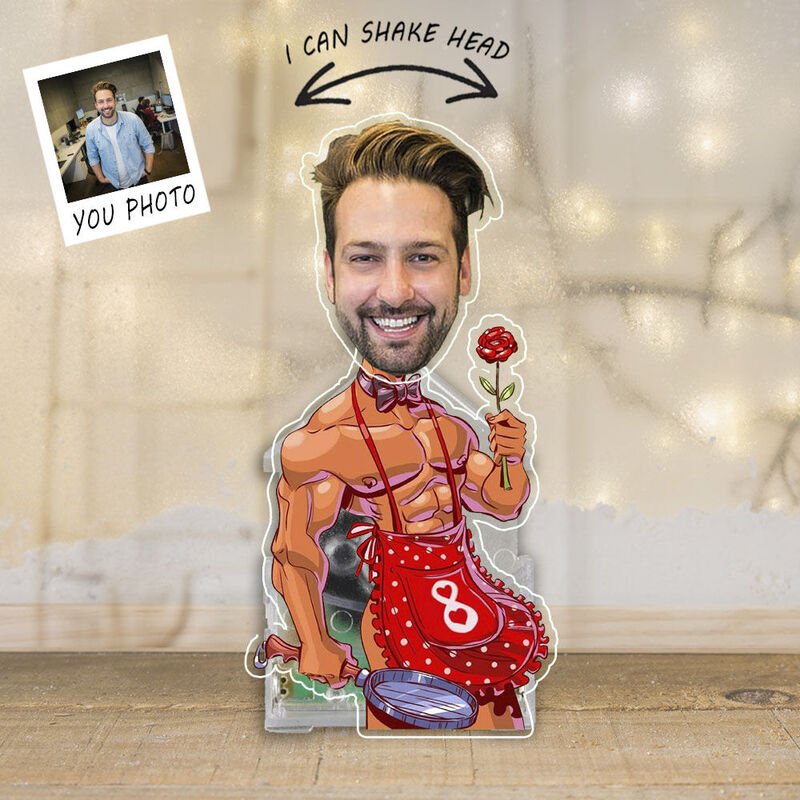 Personalisierter Wackelkopf Acryl Ständer Koch für dich Muskelmann Design Lustiges Geschenk für Freunde
