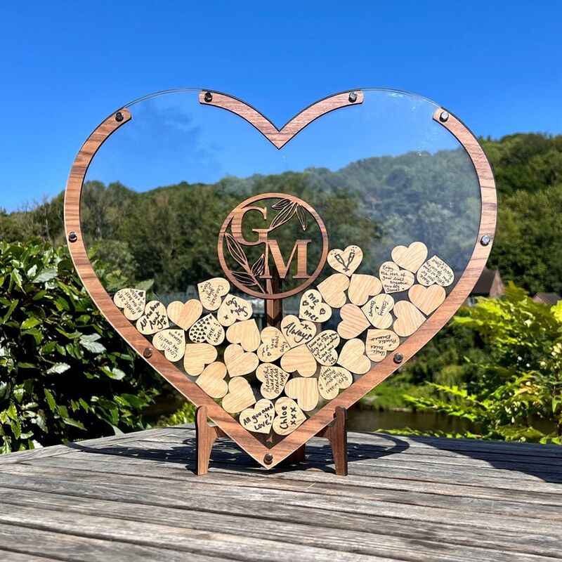 Libro de visitas de madera de amor personalizado, regalo romántico para recién casados