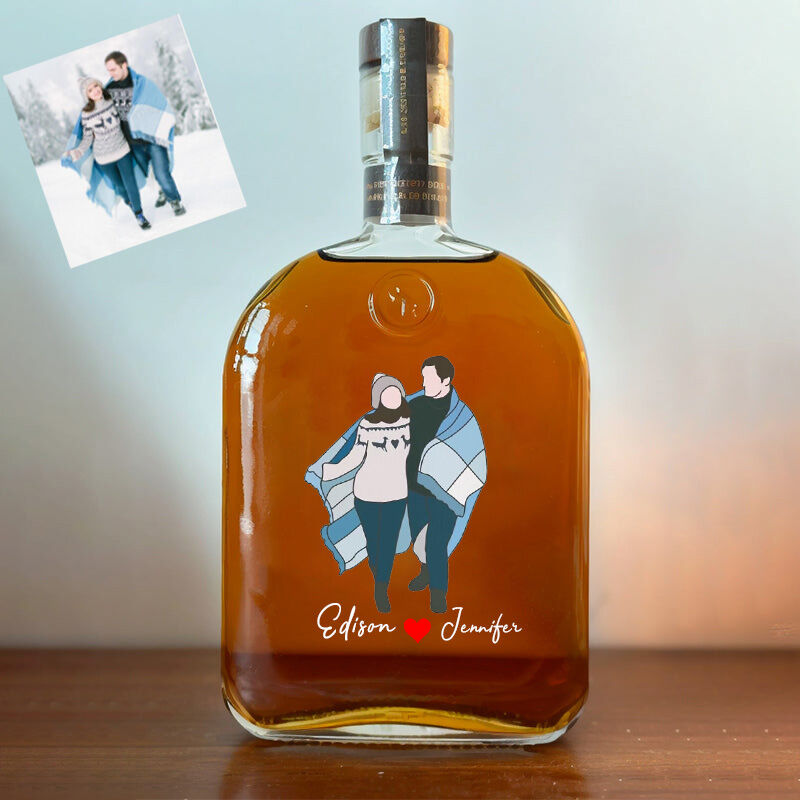 Personalized Picture Whiskey Bottle with Heart Pattern Interesting Gift for Your Love