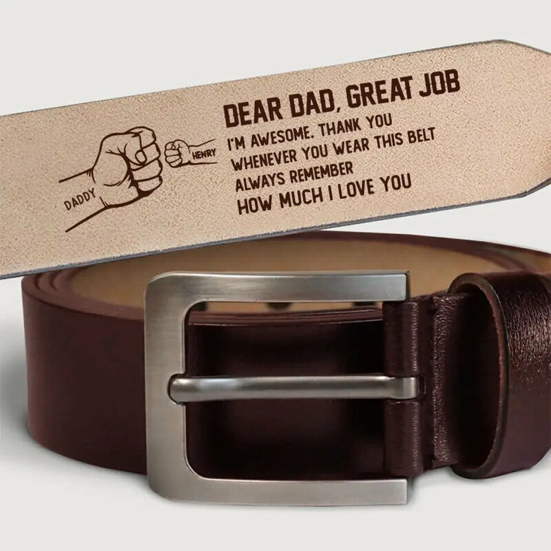 Custom Leather Belt Engraved Encouraging Words Men's Belts for Father's Day